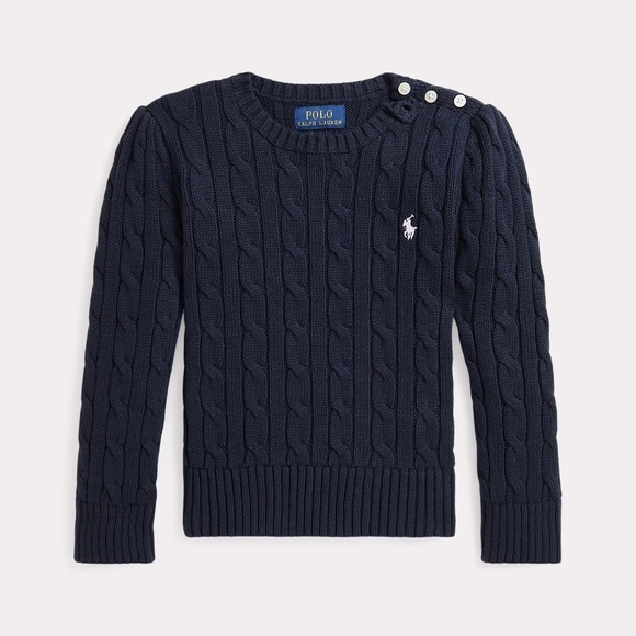 Polo Ralph Lauren Other - Girls Polo Ralph Lauren Cable-Knit Cotton Sweater Navy Blue NWOT - Size 3Y